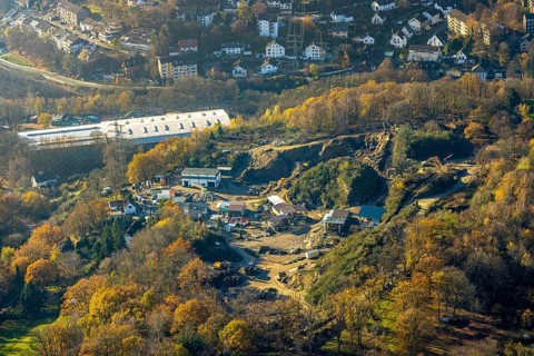 Aerial photo, quarry, quarry operation Grandi, Am Jollenstein, Wittbräucke, Herdecke, Ruhr area,