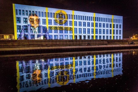 DEU Germany Germany Berlin Light projections and art installations to mark the 30th anniversary of