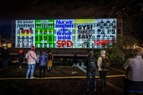 DEU Germany Germany Berlin Light projections and art installations to mark the 30th anniversary of