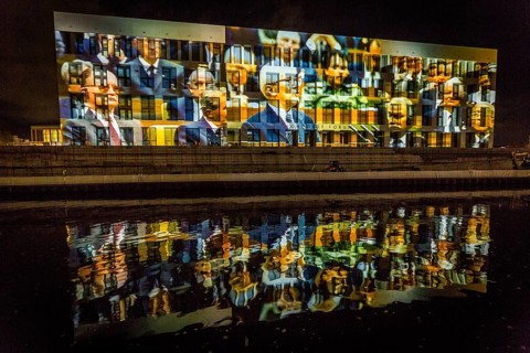 DEU Germany Germany Berlin Light projections and art installations to mark the 30th anniversary of