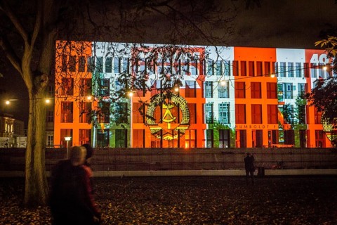DEU Germany Germany Berlin Light projections and art installations to mark the 30th anniversary of