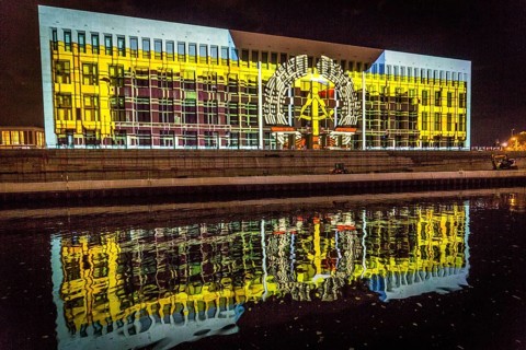 DEU Germany Germany Berlin Light projections and art installations to mark the 30th anniversary of