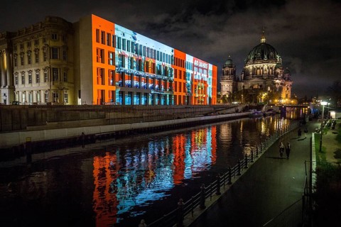 DEU Germany Germany Berlin Light projections and art installations to mark the 30th anniversary of