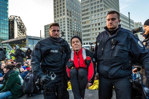 DEU Germany Germany Berlin Demonstrators of the Extinction Rebellion movement during the occupation