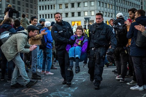 DEU Germany Germany Berlin Demonstrators of the Extinction Rebellion movement during the occupation