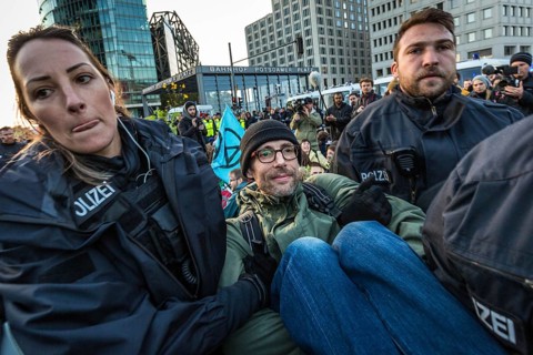 DEU Germany Germany Berlin Demonstrators of the Extinction Rebellion movement during the occupation