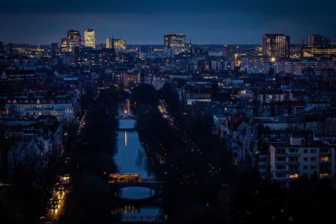 DEU Germany Germany Berlin View across the Landwehr Canal to Potsdamer Platz