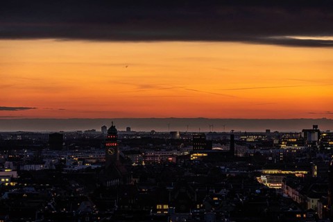 DEU Germany Germany Berlin Sunset over the city