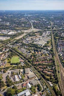Aerial view, Herne motorway junction, new Baukau tunnel from the A43 to the A42, Wiesenstraße