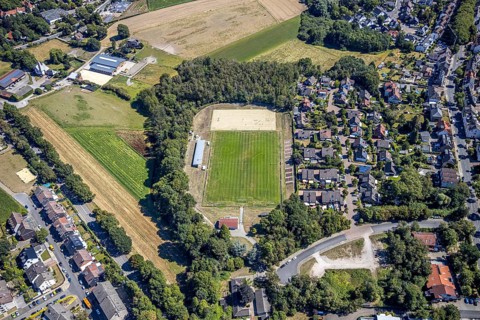 Aerial photo, Sodingen stadium sports facility, Herne, Ruhr area, North Rhine-Westphalia, Germany,