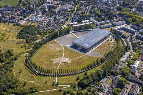 Aerial view, tree avenue Mont-Cenis colliery, Mont-Cenis Academy, Herne, Ruhr area, North