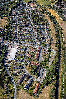 Aerial view, LIDL supermarket, residential area Paul-Gerhardt-Straße, Pöppinghauser Straße, Herne,