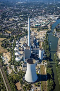 Aerial view, STEAG cogeneration plant Herne, Rhine-Herne-Canal, Herne, Ruhr area, North