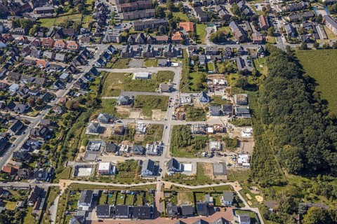 Aerial view, Schulze-Everding residential park, new construction area, Bockum-Hövel, Hamm, Ruhr