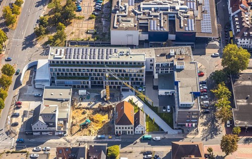 Aerial photo, Widumstraße construction site, demolition for new WA office building, Radio Hamm