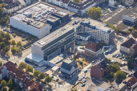 Aerial photo, Widumstraße construction site, demolition for new WA office building, Radio Hamm