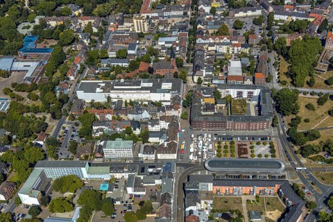 Aerial view, City of Herne - Department Children-Youth-Family, ChristusKirche Wanne, Gymnasium