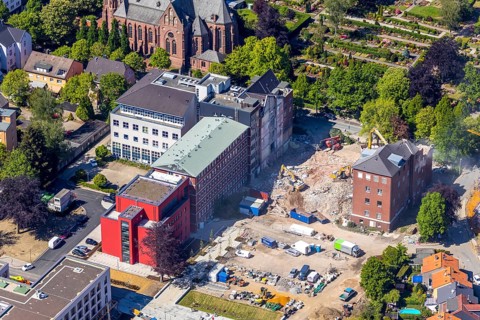 Aerial view, Bildungszentrum Ruhr, Widumer Quartier residential area, Widumer Höfe retirement