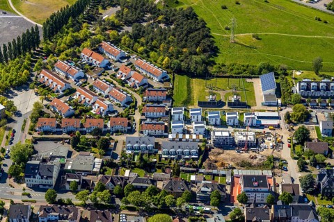 Aerial view, residential area Henin-Beaumont-Straße, at Mont Centis colliery, Herne, Ruhr area,