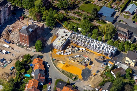 Aerial view, Ruhr education centre, Widumer Quartier residential area, Widumer Höfe retirement