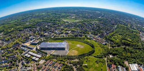 Aerial view, tree avenue Mont-Cenis colliery, Mont-Cenis Academy, Herne, Ruhr area, North