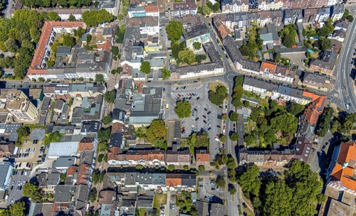 Aerial view, pedestrian area Hauptstraße, Haydnstraße, Wibbeltstraße, Heinestraße, Herne, Ruhr