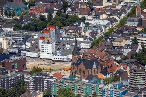 Aerial photograph, LWL Museum of Archaeology, demolition of Adler Haus, new construction site