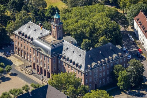 Aerial view, town hall Herne, Herne, Ruhr area, North Rhine-Westphalia, Germany, authority, DE,