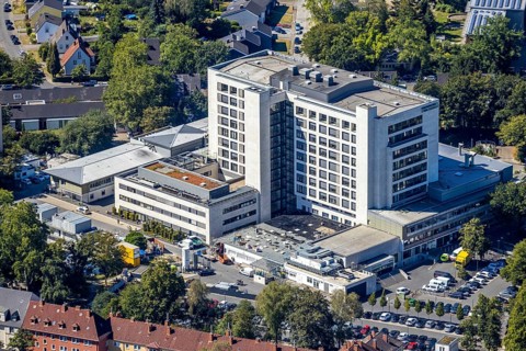 Aerial view, Marienhospital Herne, Klinikum der Ruhr-Universität Bochum, Herne, Ruhr area, North