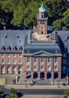 Aerial view, town hall Herne, Herne, Ruhr area, North Rhine-Westphalia, Germany, authority, DE,