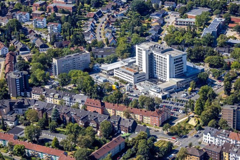 Aerial view, Marienhospital Herne, Klinikum der Ruhr-Universität Bochum, Herne, Ruhr area, North