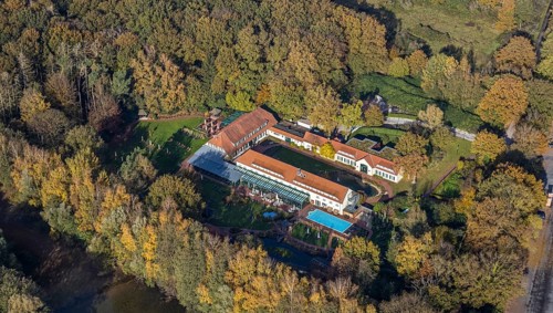 Aerial view, Gut Sternholz, hotel in the forest, Uentrop, Hamm, Ruhr area, North Rhine-Westphalia,