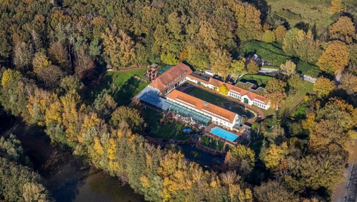 Aerial view, Gut Sternholz, hotel in the forest, Uentrop, Hamm, Ruhr area, North Rhine-Westphalia,