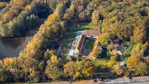 Aerial view, Gut Sternholz, hotel in the forest, Uentrop, Hamm, Ruhr area, North Rhine-Westphalia,