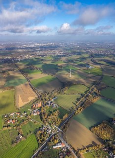 Aerial view, Bönen-Nordbögge railway station, view to Pelkum, Pelkum, Hamm, Ruhr area, North