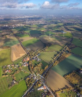 Aerial view, Bönen-Nordbögge railway station, view to Pelkum, Pelkum, Hamm, Ruhr area, North