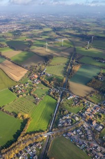 Aerial view, Bönen-Nordbögge railway station, view to Pelkum, Pelkum, Hamm, Ruhr area, North