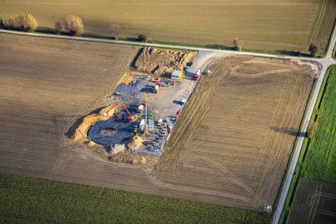 Aerial photo, construction site for wind turbines, Hellweg, near the A2 motorway, Rhynern, Hamm,