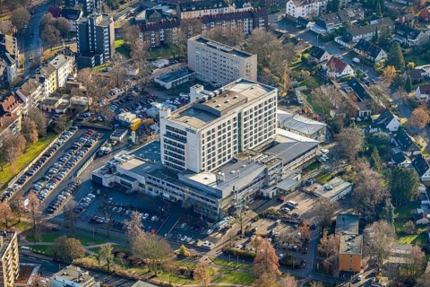 Aerial view, Marienhospital Herne, Klinikum der Ruhr-Universität Bochum, Herne-Mitte, Herne, Ruhr