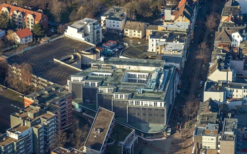 Aerial view, new building Herner Höfe, Q-Park Am Verweilplatz Parkhau, Herne-Mitte, Herne, Ruhr