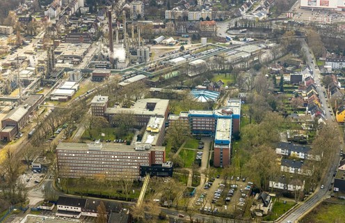 Aerial view, Shamrock Park on which a future centre with two 17-storey high-rise buildings is