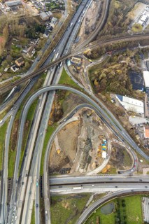 Aerial photo, motorway junction 21 Herne, intersection of the A42 and A43 motorways, new