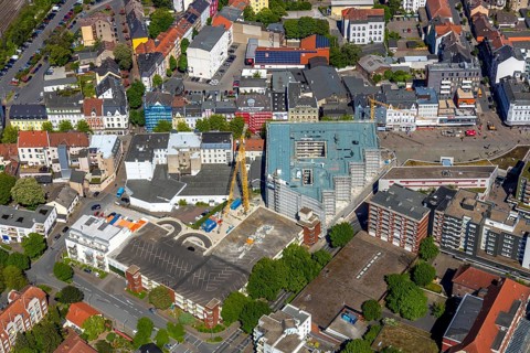 Aerial view, construction site Neue Höfe Herne, Q-Park Am Verweilplatz, Herne, Ruhr area, North
