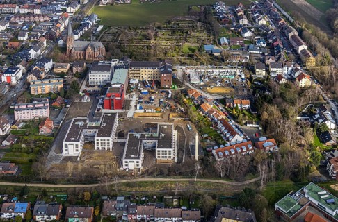 Aerial view, Widumer Höfe senior centre on the campus of the St.Elisabeth Group at