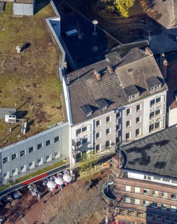 Aerial view, shopping centre, planned demolition residential building Ritterstraße 40, Mitte, Hamm,