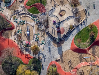 Aerial view, Maximilianpark Hamm, children's playground, Uentrop, Hamm, Ruhr area, North