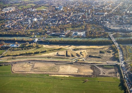 Aerial photo, Lippe reconstruction Hamm, Lippe floodplain recreation area, City of Hamm, Lippe