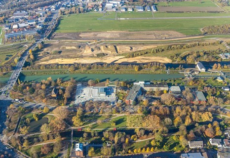 Aerial photo, Lippe reconstruction Hamm, Lippe floodplain recreation area, City of Hamm, Lippe