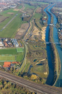 Aerial photo, Lippe reconstruction Hamm, Lippe floodplain recreation area, City of Hamm, Lippe
