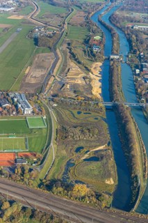 Aerial photo, Lippe reconstruction Hamm, Lippe floodplain recreation area, City of Hamm, Lippe